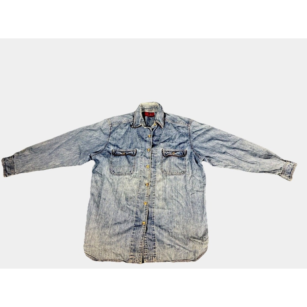 Vintage Trending By Limited Jeans Denim Shirt Women's  Long Sleeve Collared 80's